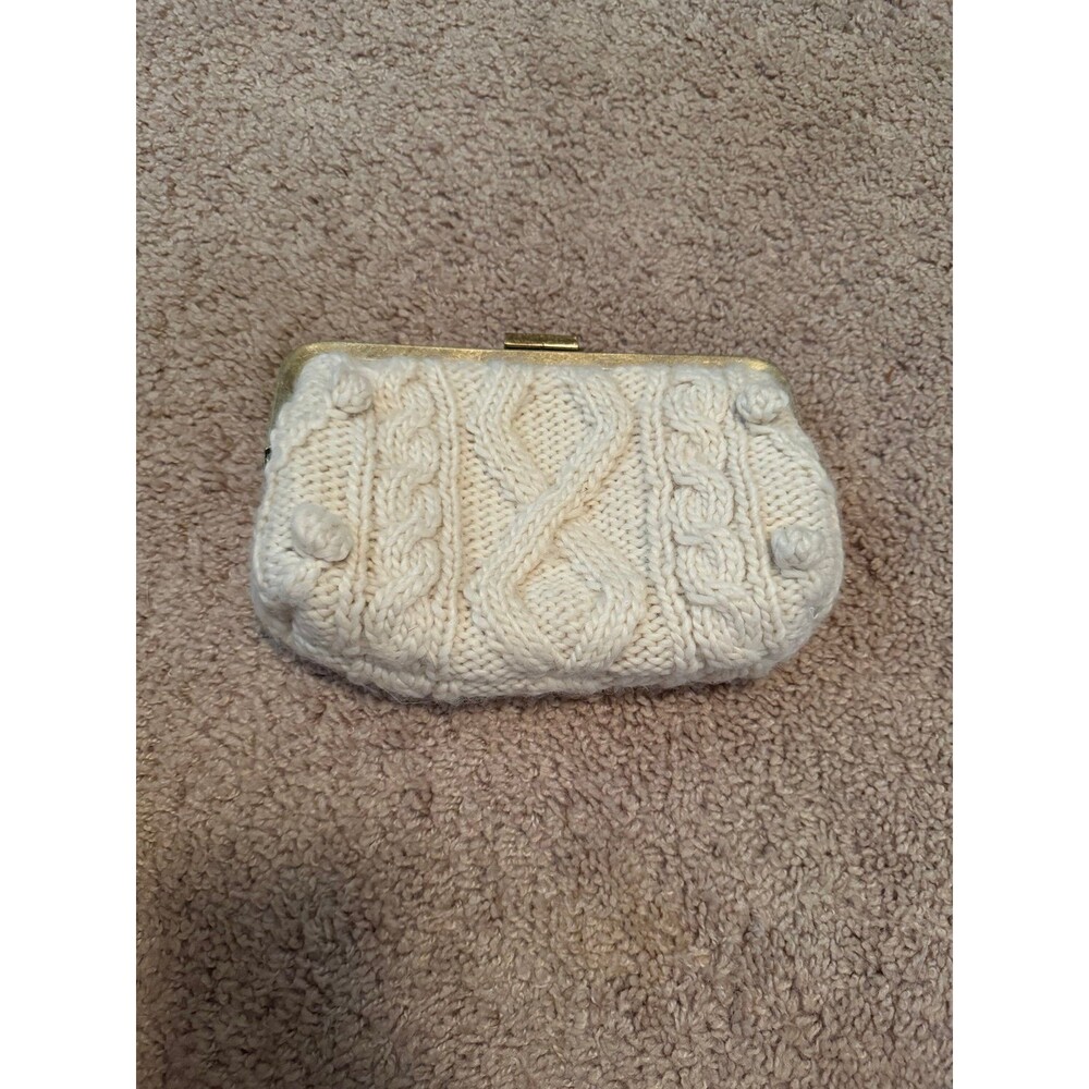 J.Crew Beige Knitted Clutch with Brass Clip
